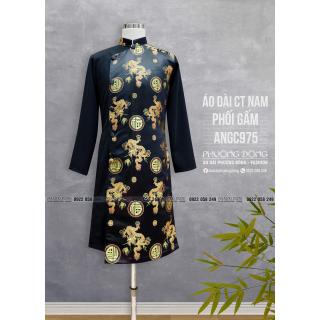 Áo Dài Cách Tân Nam Gấm Và Phối Gấm ANGC975